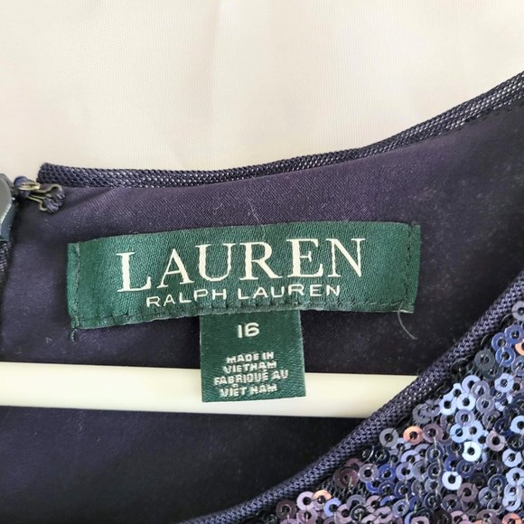 Lauren Ralph Lauren Navy Blue Sequin Top Sleeveless Dress - Picture 6 of 9